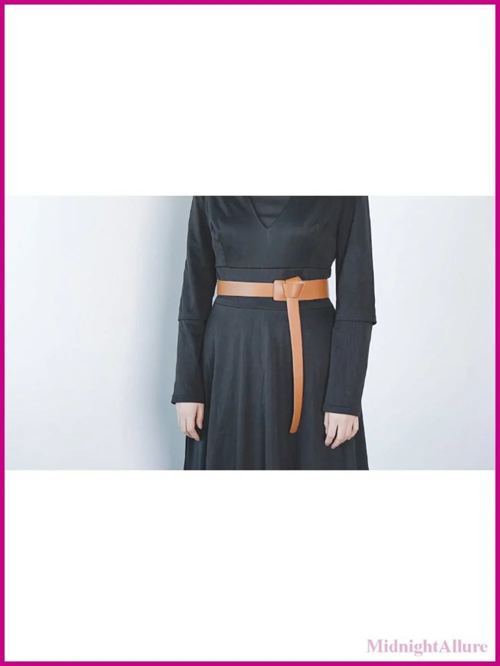 Women Knot Belt Cowhide PU Leather Tie Wrap No Buckle Waist Cinch